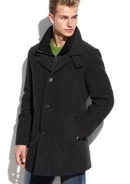 Calvin Klein Dark Gray/Black Wool Peacoat Overcoat Size Men's Large